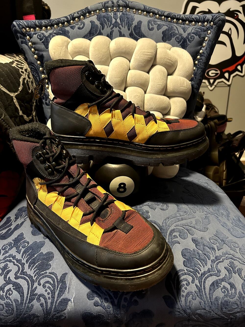 Dr Martens Boury Canvas Maroon and Yellow size 11/EU 43